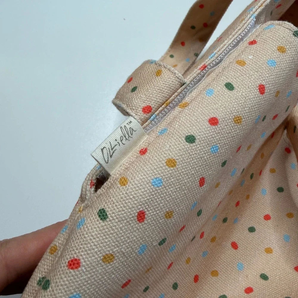 OLLI ELLA Doll Carrier Peach Polka Dot Canvas Toy Travel Bed Kids Play Pretend